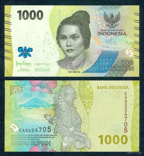 Индонезия, 1000 рупий 2022 год. UNC