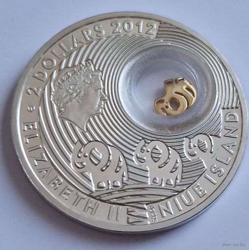 Ниуэ 2012 серебро "Доллар на удачу - Слоны"