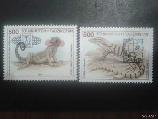 Таджикистан 1995 рептилии, надпечатка полная серия