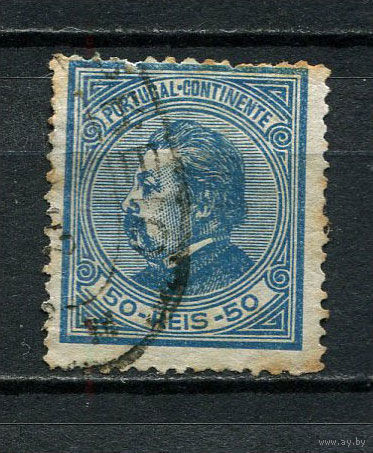 Португалия - 1880/1881 - Король Луиш I 50R - (есть тонкое место) - [Mi.53B] - 1 марка. Гашеная.  (Лот 23DL)