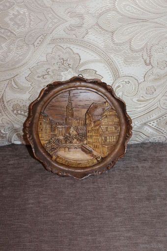 Настенное, декоративное панно "Страсбург"с видами Франции, диаметр 18 см.