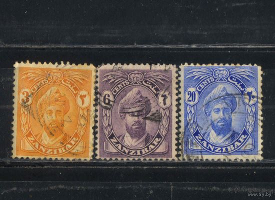 GB Колонии Занзибар 1926 Султан Халифа ибн Харуб ибн Тувайни Стандарт #167,169,173