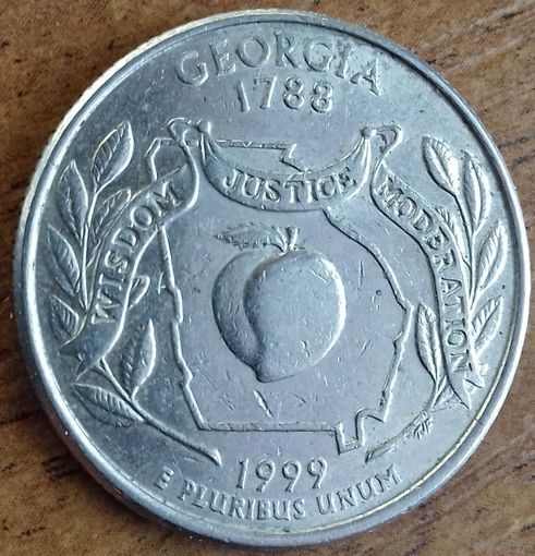 США 25 центов (квотер) 1999 г. P.  Джорджия