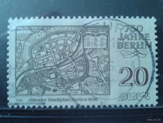 ГДР 1986 Карта Берлина в 1648 г