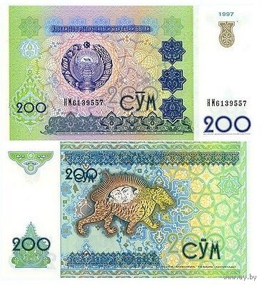 Узбекистан 200 сум образца 1997 года UNC p80 серия СЕ