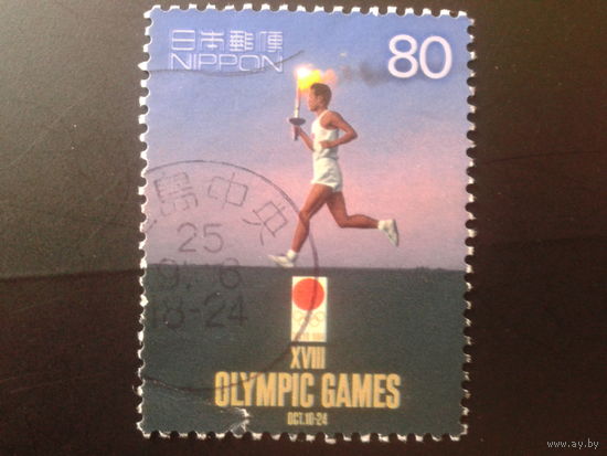 Япония 2000 Олимпийский огонь Олимпиады 1964 г., марка из блока