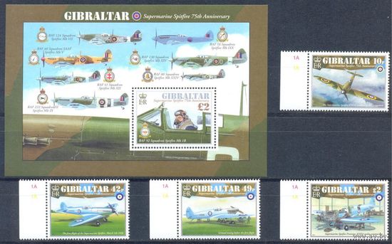 КТ Гибралтар 2011 Военные самолёты, 4 марки + блок