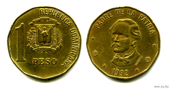 Доминиканская республика 1 песо 1992 состояние