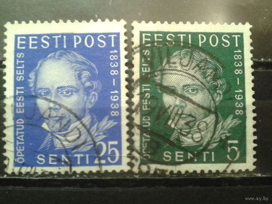 Эстония 1938 Персона Михель-10,0 евро гаш.