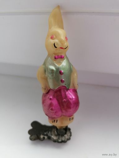 Елочная игрушка СССР заяц в кафтане