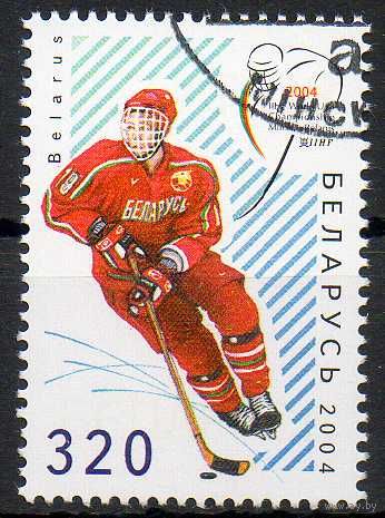 Чемпионат мира по хоккею с шайбой среди юниоров Беларусь 2004 год (566) серия из 1 марки