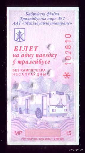 Бобруйск Билет на троллейбус МР 15