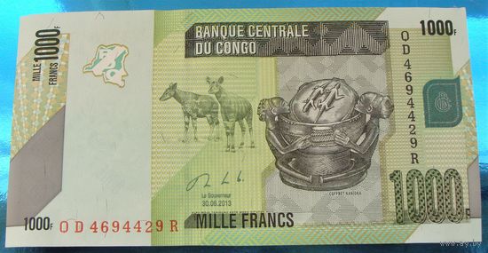 Конго. 1000 франков 2013 год  Номер по каталогу: P101b