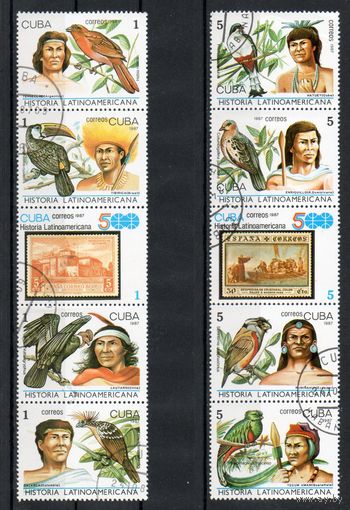 Птицы Америки Куба 1987 год 10 марок в сцепках