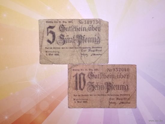 Германия 5 и 10 пфеннигов 1920г нотгельды