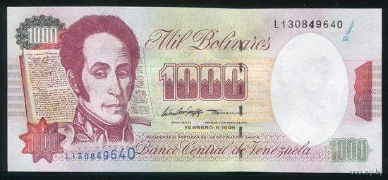 Венесуэла 1000 боливаров 1998 г. Р76c. Серия L. UNC