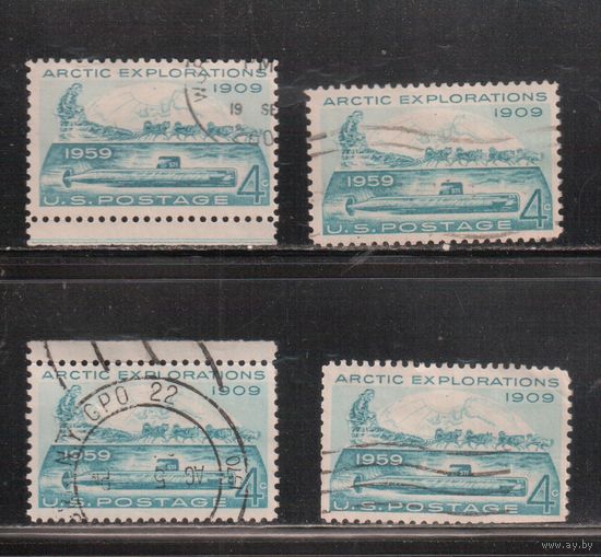 США-1959, (Мих.751) , гаш., Арктика, Подводная лодка, Собаки (одиночка) ,цена за 1 м на выбор