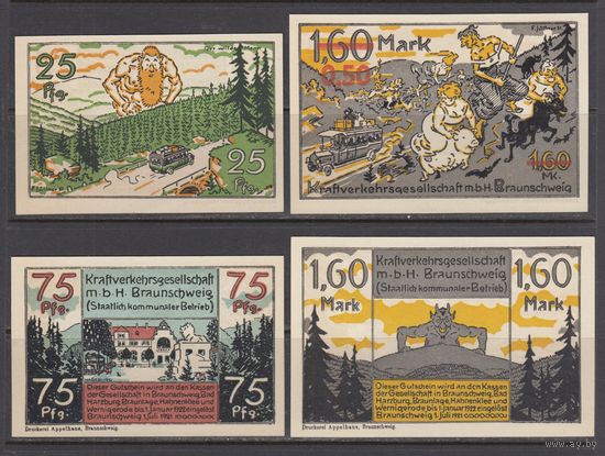 Черт Дьявол Вальпургиева ночь Ведьмы 1921 Германия UNC Нотгельды серия 4 банкноты