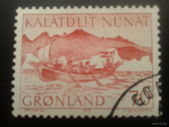 Дания Гренландия 1972 лодка с флагом