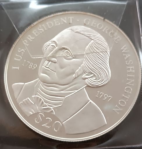 Либерия.20 долларов, 2000г. Джордж Вашингтон (1789-1797)