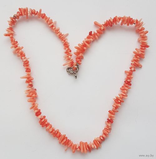 Коралловые бусы, ожерелье коралл. Кожа ангела. Длина 43 см. СССР