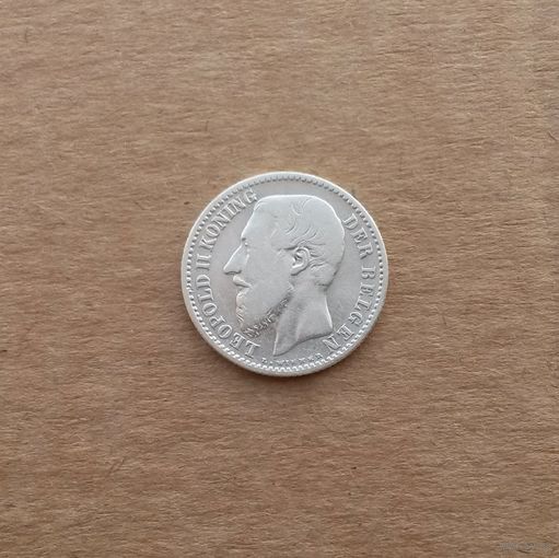 Бельгия, 1 франк 1887 г., серебро 0.835, Леопольд II (1865-1909), легенда на фламандском