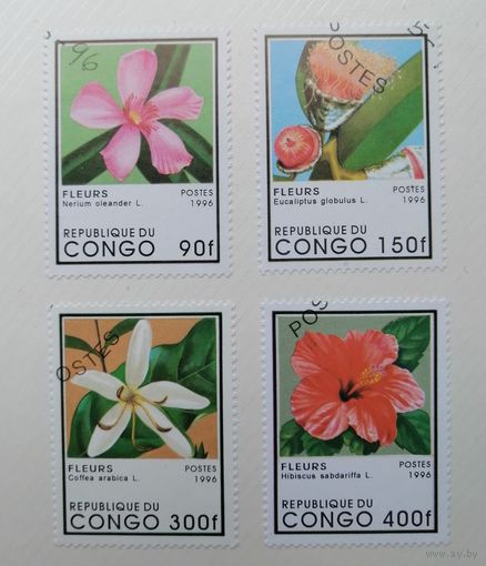Конго (Брааззвиль) /1996/Флора - Цветы -  4 Марки из серии