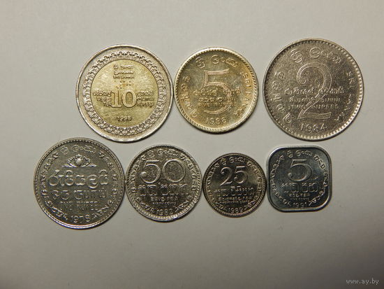 Шри-Ланка 5,25,50 центов,1,2,5,10 рупий 1978-98г
