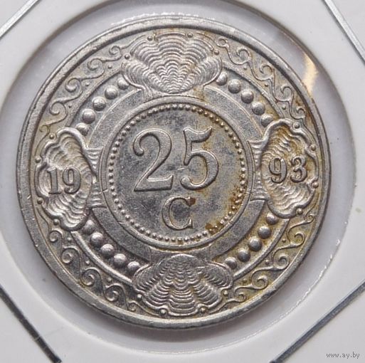 Антильские острова. 25 центов 1993г.