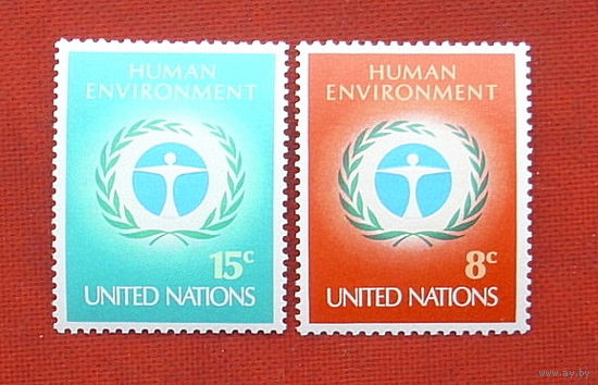 США. Нью-Йорк. ООН. Экология. ( 2 марки ) 1972 года. 7-13.