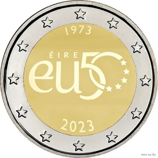 2 евро 2023 Ирландия 50 лет членству Ирландии в ЕС UNC из ролла