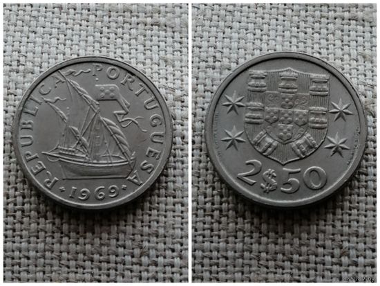 Португалия  2,5 эскудо 1969 /парусник -корабль