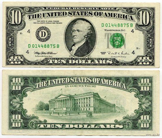 США. 10 долларов (образца 1995 года, D, Огайо, P499)