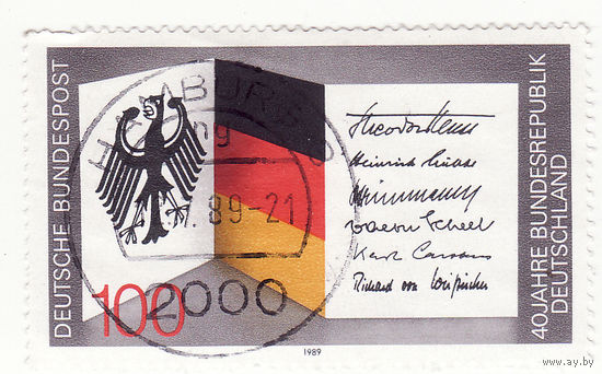 40 лет ФРГ, флаг, герб 1989 год
