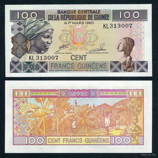 Гвинея 100 франков 1998 год, UNC