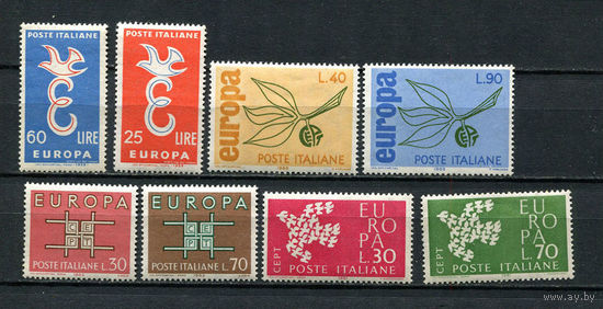 Италия - 1958, 1961, 1963, 1965 - Европа (C.E.P.T.) - 8 марок. MNH, MLH, MH.  (Лот 19CC)