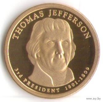 1 доллар США 2007 год 3-й Президент Томас Джефферсон _состояние  Proof