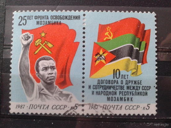 1987 Мозамбик, флаги, сцепка