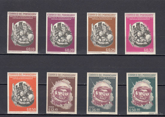 Космос. Астронавт Ширра. Парагвай. 1963. 8 марок б/з. Michel N 1183-1191 (12,0 е)