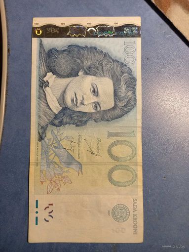 Банкнота 100 крон 2007 г. Эстония торг
