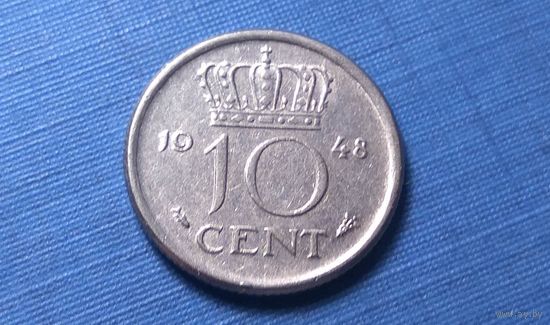 10 центов 1948. Нидерланды.