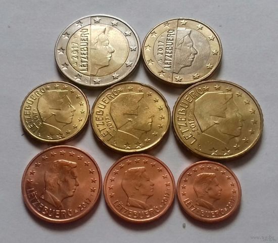 Полный ГОДОВОЙ набор евро монет Люксембурга 2017 г. (1, 2, 5, 10, 20, 50 евроцентов, 1, 2 евро)