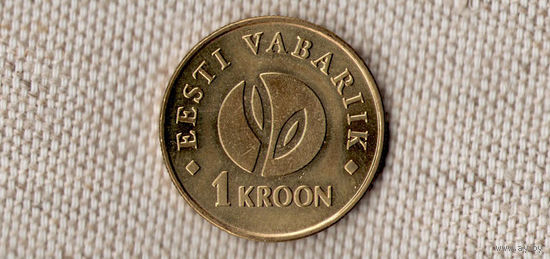 Эстония 1 крона 2008/блеск(90 лет Эстонской республике)KM# 44