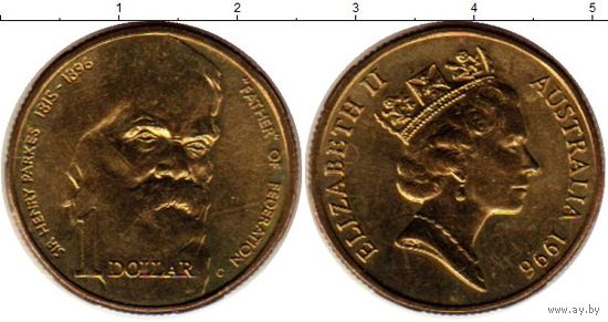 Австралия 1 доллар, 1996C 100 лет со дня смерти сэра Генри Паркса UNC