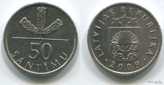 Латвия. 50 сантимов (2009, XF)