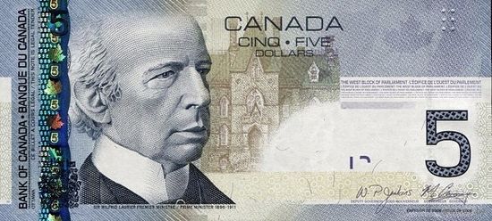 Канада 5 долларов образца 2010 года UNC p101Ad
