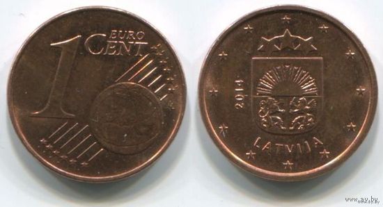 Латвия. 1 евроцент (2014, aUNC)