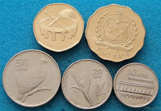Самоа. Набор 5 монет 10, 20, 50 центов 1, 2 тала  2011 года