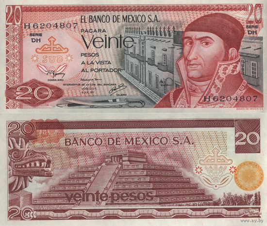 Мексика 20 песо 1977 UNC П1-312