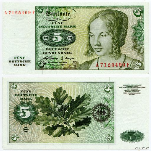 Германия. 5 марок (образца 1960 года, P18, XF)